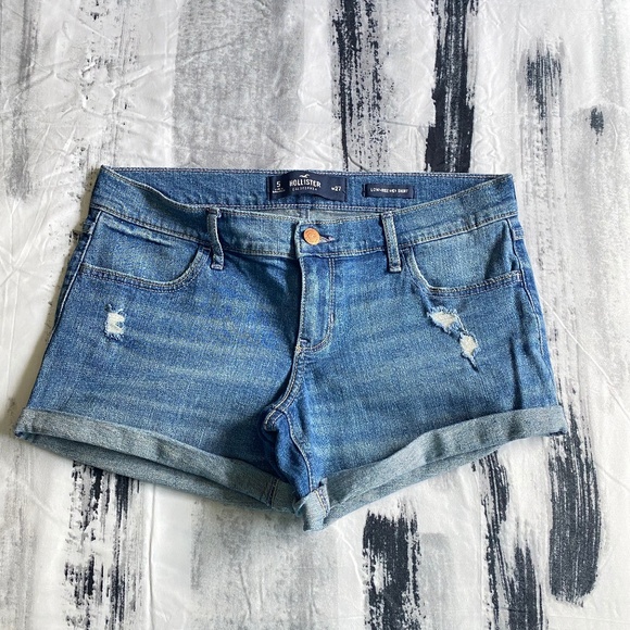 Hollister Low Rise Midi Short - Light Med Ripped - Picture 1 of 8